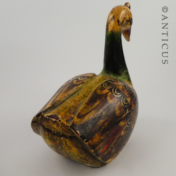 Carved and Painted Wooden Duck Box.