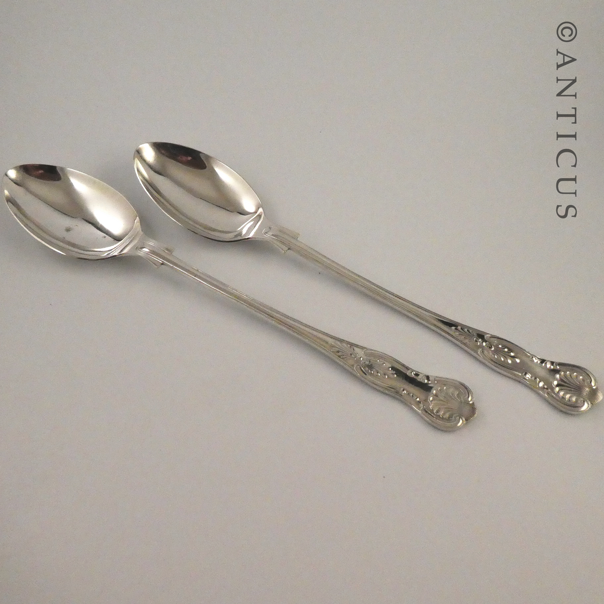 Pair of Large Kings Pattern Serving Spoons.