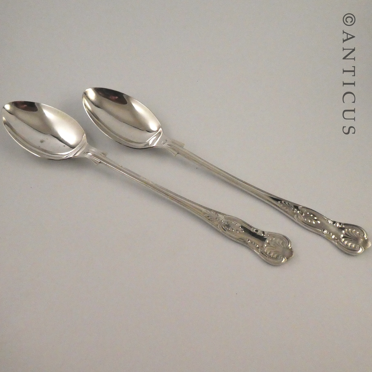 Pair of Large Kings Pattern Serving Spoons.