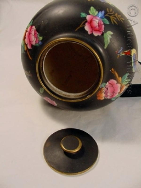 Crown Devon Asiatic Pheasant Black Ginger Jar.