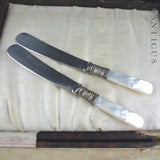 Cased Set of Mother of Pearl Handles Pâté Spreaders.
