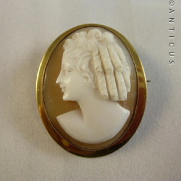 Gold Framed Genuine Cameo Brooch.