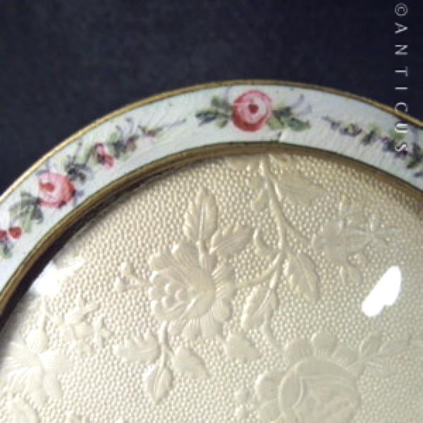 Edwardian Floral Enamel and Gilt Photo Frame.