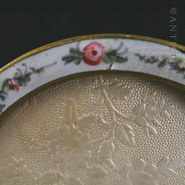 Edwardian Floral Enamel and Gilt Photo Frame.