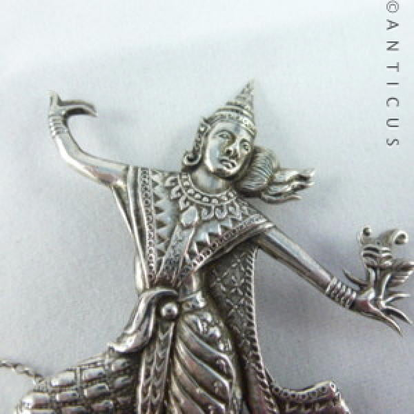 Sterling Silver Siamese Dancer Brooch.