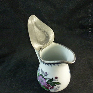 Victorian Ceramic Pewter-Lidded Jug or Pitcher.