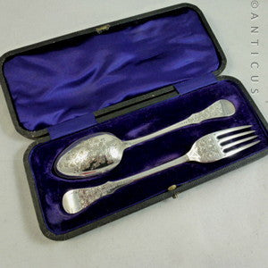 Victorian Christening Set, Silver Plate.