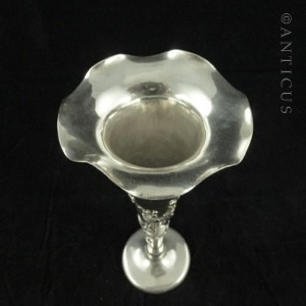 Chinese Export Silver Bud Vase, Birds Decoration.