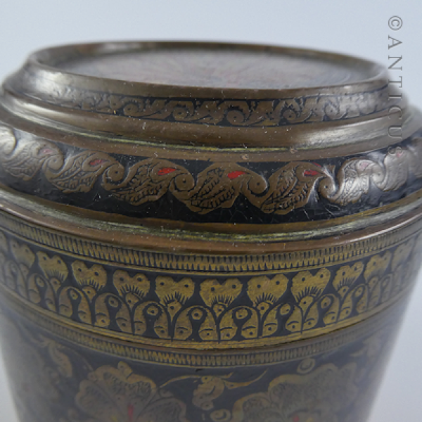 Indian Brass Inlaid Humidor.