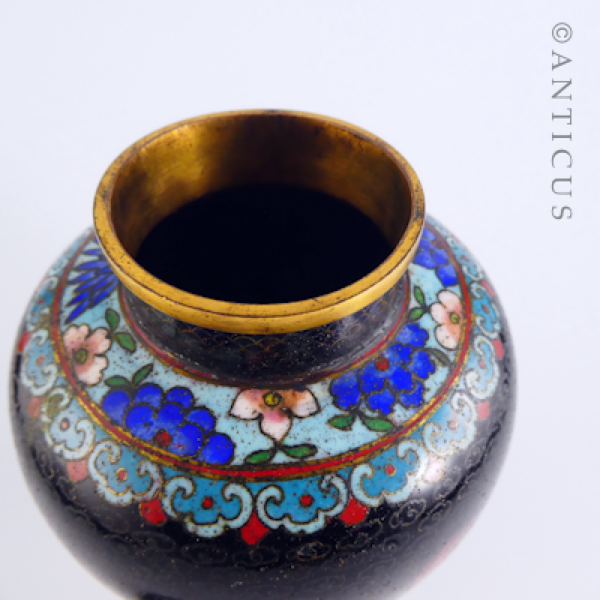 Vintage Cloisonne Lidded Vase with Dragons.