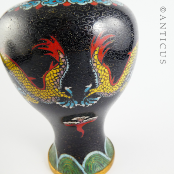 Vintage Cloisonne Lidded Vase with Dragons.