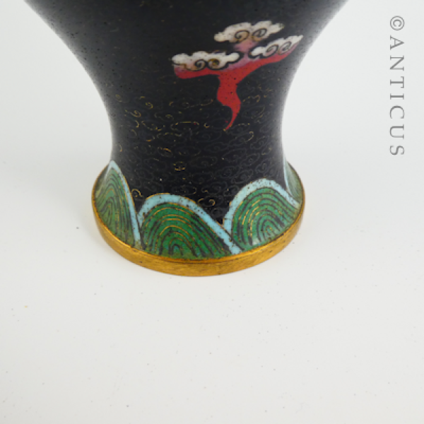 Vintage Cloisonne Lidded Vase with Dragons.