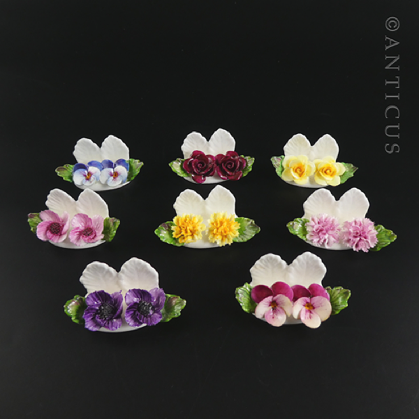 Eight Aynsley Menu Holders, Bone China.