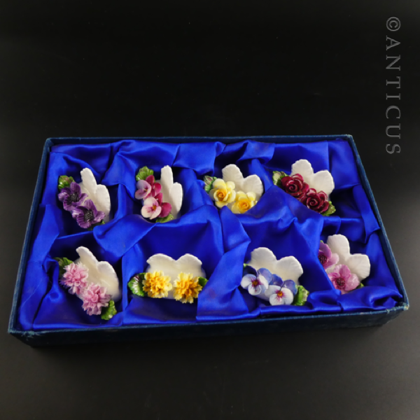 Eight Aynsley Menu Holders, Bone China.