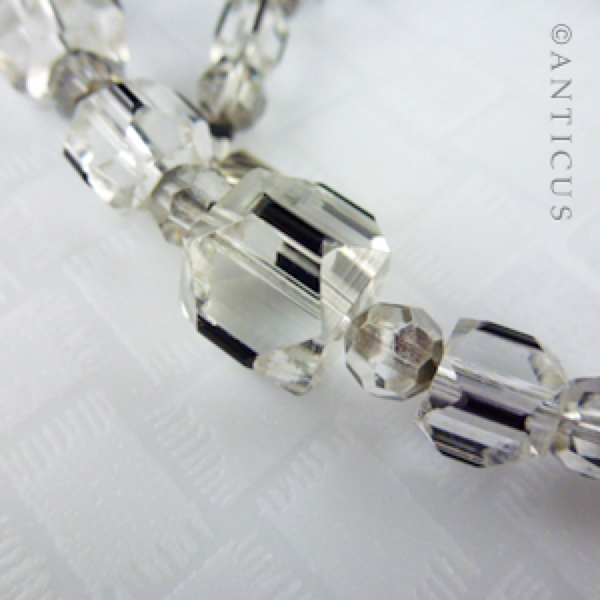 Art Deco Necklace, Crystal and Black Highlight Beads.