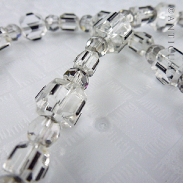 Art Deco Necklace, Crystal and Black Highlight Beads.