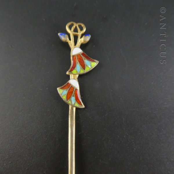 Egyptian Coffee Spoon, Enamel and Silver Gilt.