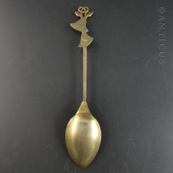Egyptian Coffee Spoon, Enamel and Silver Gilt.