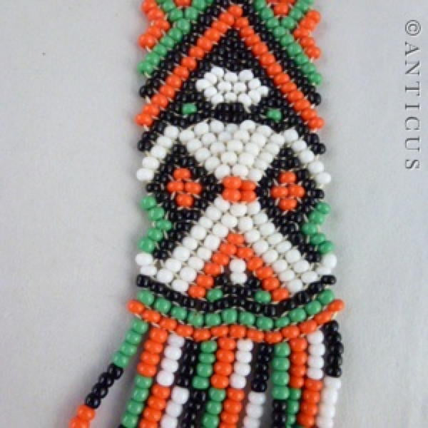 African Beadwork Necklace, Vintage.