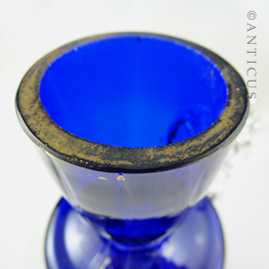 Victorian Blue Glass Mary Gregory Vase.