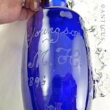 Victorian Blue Glass Mary Gregory Vase.