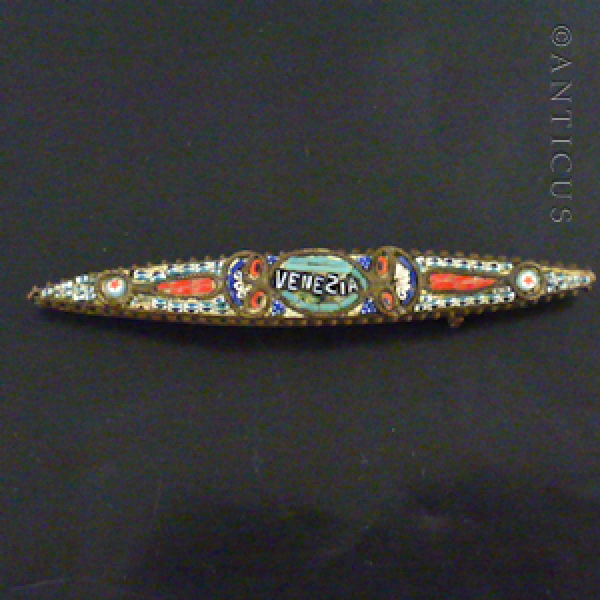 Italian 1920s Mosaic Brooch, Venezia.