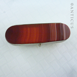 Moustache Brush with Mirror Compartment, Agate Topped .