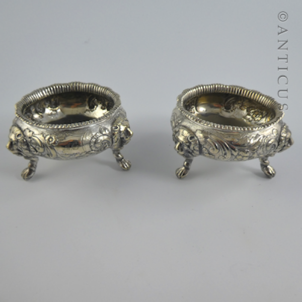 Pair of Victorian Salt Cellars with Lion Masks.
