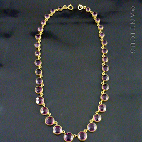 Victorian Paste Amethyst and Gilt Metal Necklace.