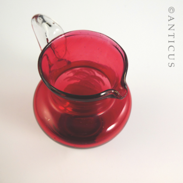 Small Mary Gregory Cranberry Glass Creamer.