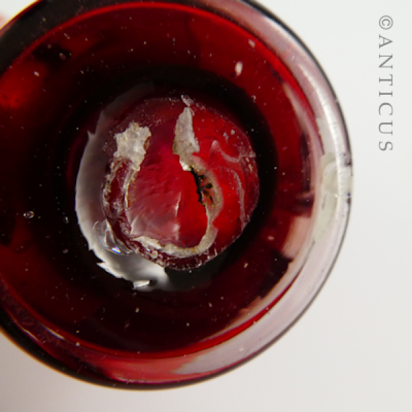 Small Mary Gregory Cranberry Glass Creamer.