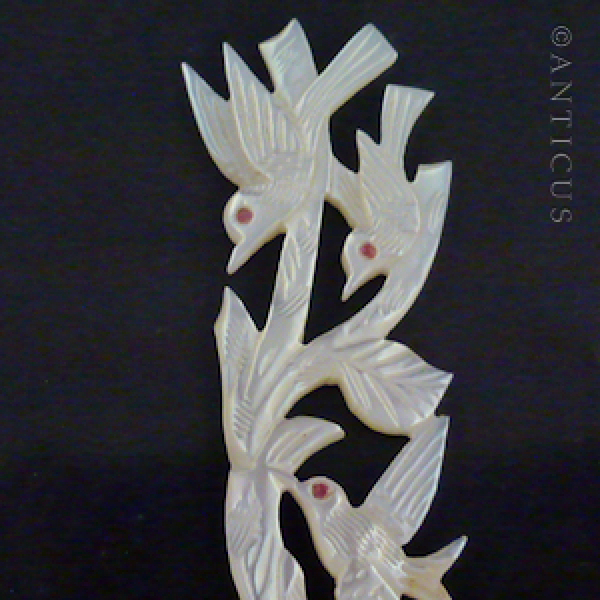 Dip Pen, Carved Mother of Pearl Handle.