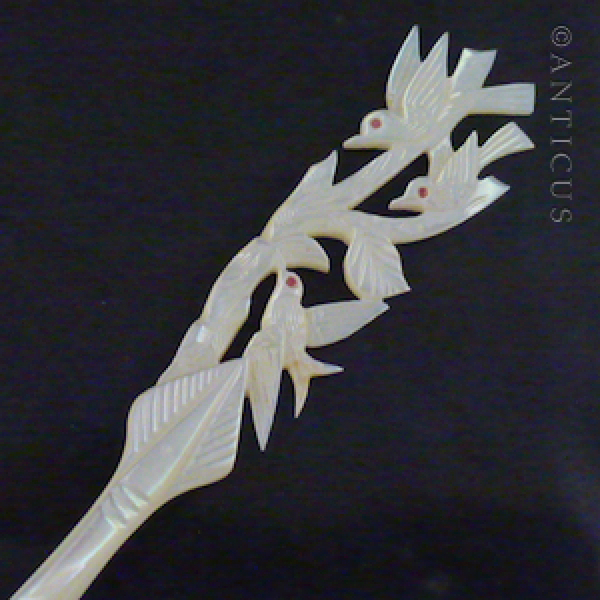 Dip Pen, Carved Mother of Pearl Handle.