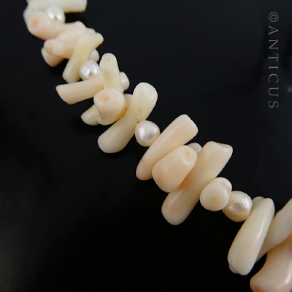 White Coral, Pearl and White Gold Necklace.