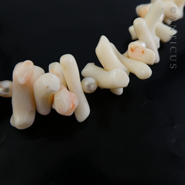 White Coral, Pearl and White Gold Necklace.