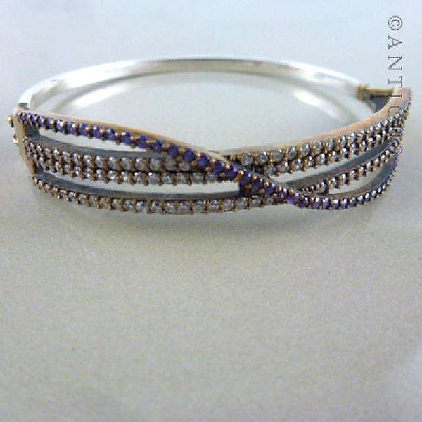 Silver, Silver Gilt & Glittering Stones Bracelet.