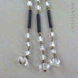 Art Deco Crystal and Black Glass Tassel Necklace.