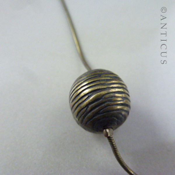 Modern Very Long Necklace, Red Bead and Chain.