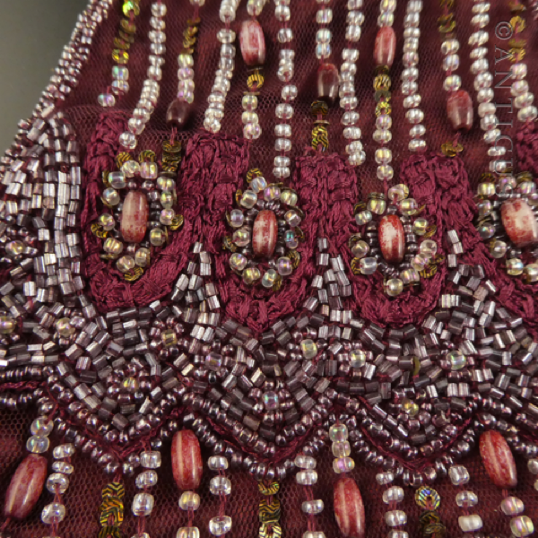 Dark Red Beaded Evening Bag.