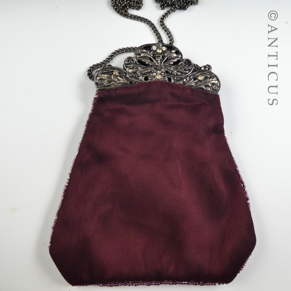 Dark Red Beaded Evening Bag.