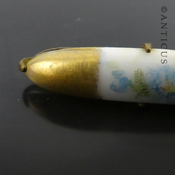Old Limoges Porcelain Bar Brooch, Hand Painted.