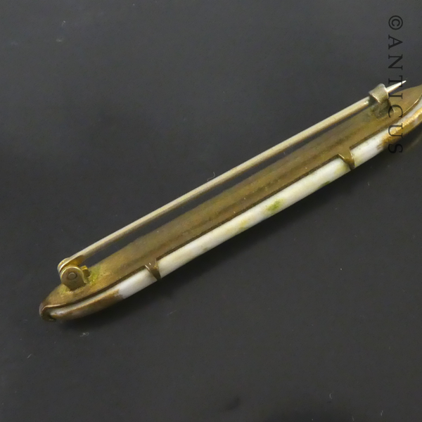 Old Limoges Porcelain Bar Brooch, Hand Painted.