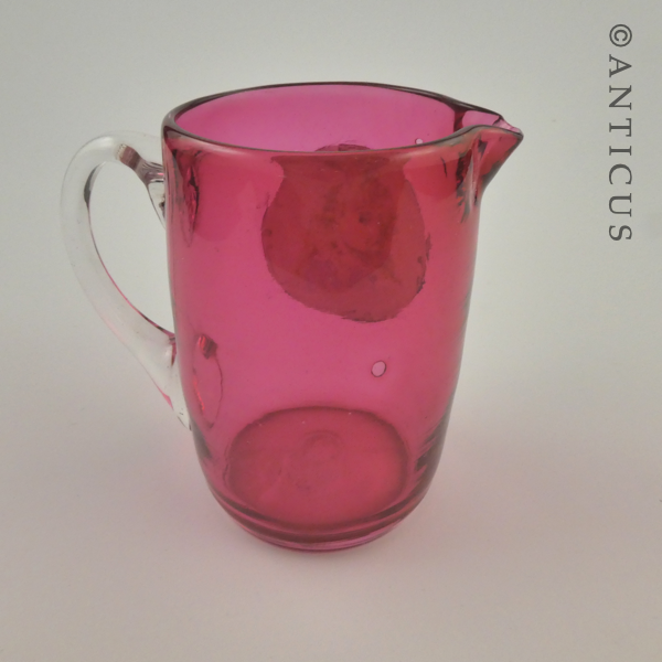 Cranberry Glass Cream & Sugar, Children Picts.