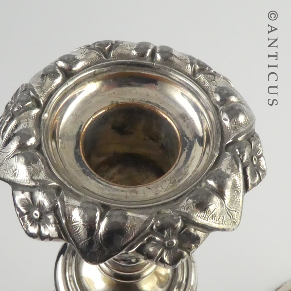 Pair Georgian Old Sheffield Plate Candlesticks.