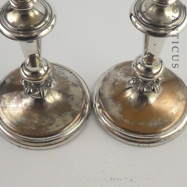 Pair Georgian Old Sheffield Plate Candlesticks.