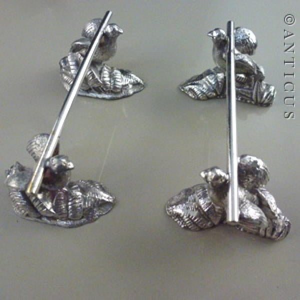 Pair Victorian Knife Rests, Birds.