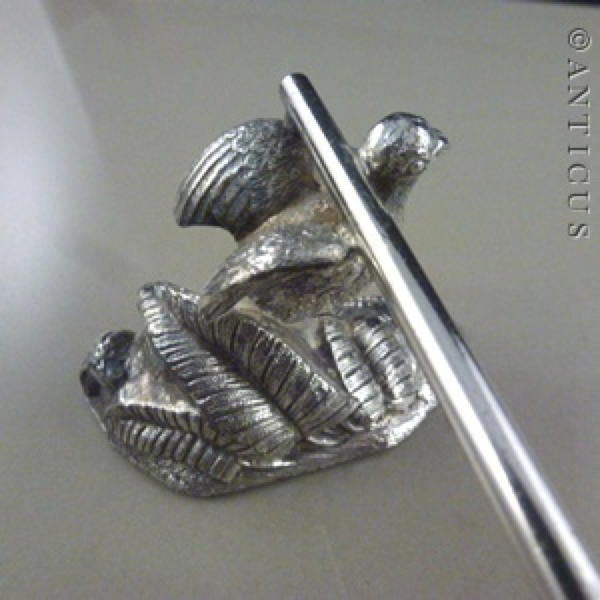 Pair Victorian Knife Rests, Birds.