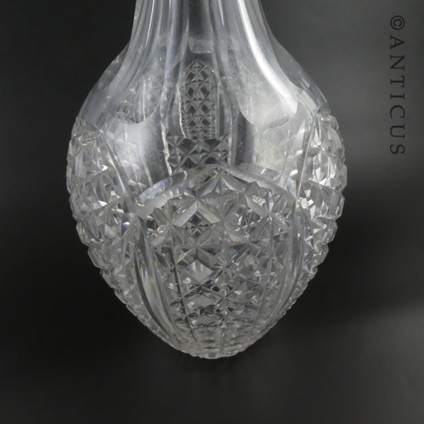 Large Heavy Crystal Decanter with Silver Neck.