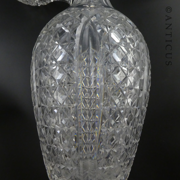 Large Heavy Crystal Decanter with Silver Neck.