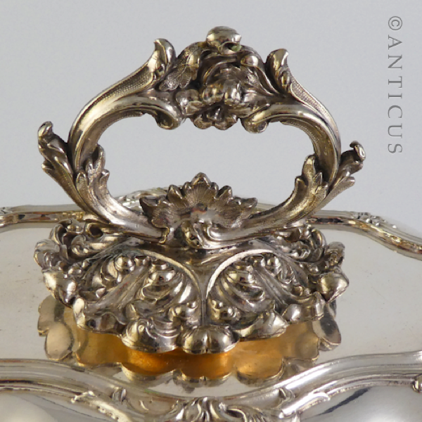 Victorian Entreé Dish and Lid, Silver Plate.
